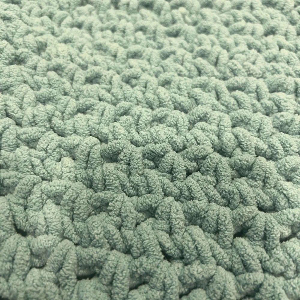 Vintage Handmade Turquoise Crochet Blanket Afghan 45' x75